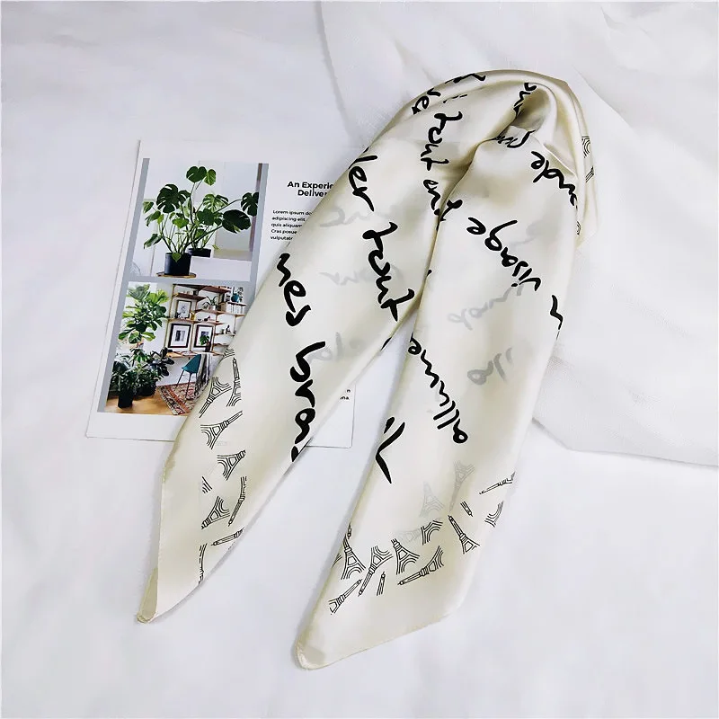 Женские модные квадратные шарфы шелковый шарф с буквенным дизайном женский