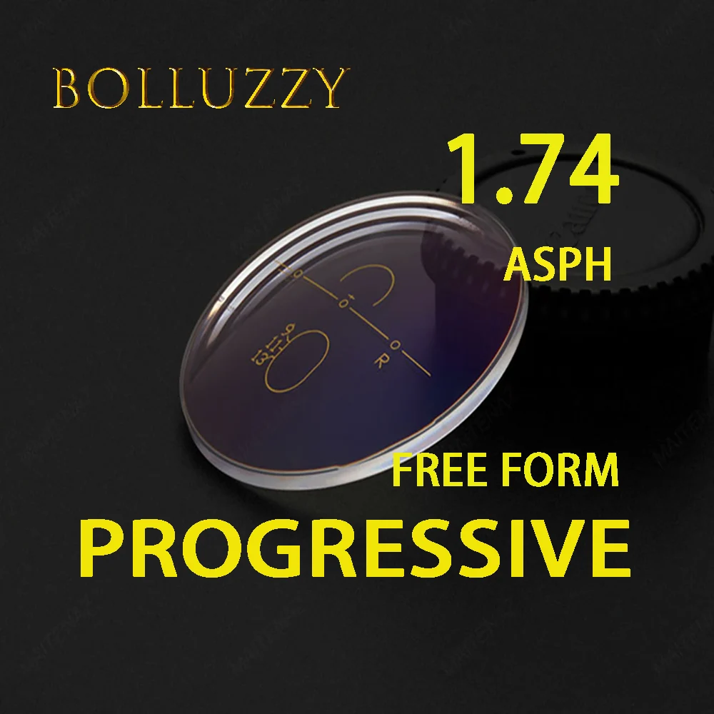 1 74 индекс ASPH свободной прогрессивной формы прозрачные линзы Мультифокальные