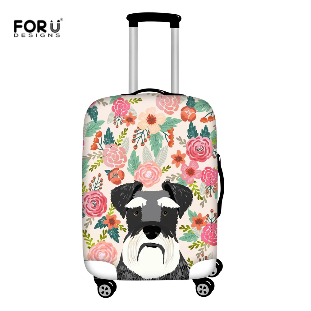 Forudesigns туристический багажный Защитный чехол Schnauzer цветочный чехол для чемодана с принтом собаки 2 шт./компл. эластичный Чехол для багажа пылезащитный - Цвет: HX046