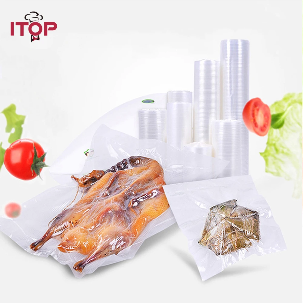 ITOP высококачественные вакуумные упаковочные пакеты для вакуумного упаковщика, сумка для хранения продуктов 20*500 см, упаковочные пакеты, 2/5 рулонов для хранения пищевых продуктов