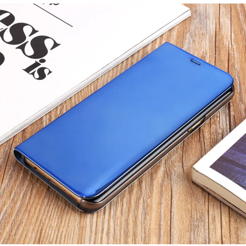 Прозрачный зеркальный флип-чехол с окошком для samsung Galaxy S9 S8 Plus S7 S6 Edge, умный чехол-подставка с чипом для samsung Note 8 9 Note 5