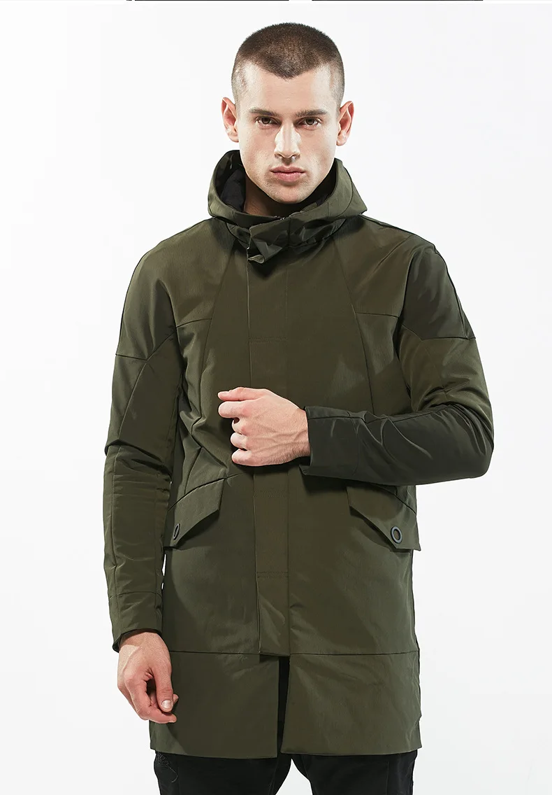 2018 Autumn New European and American Youth Men's Long Trench Coat Amazon Slim Hooded Jacket | Мужская одежда