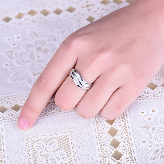 Solid Pure Стерлингового Серебра 925 Свадьба Обручальное Кольцо Белого Золота