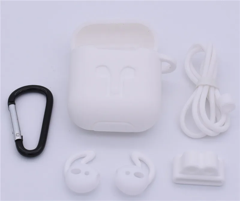 white Set 5 шт./компл. силиконовые беспроводные Bluetooth наушники чехол для переноски 1 2 Apple наушники-вкладыши TWS с вкладыши Наушники Аксессуары Защитная крышка - Цвет: white Set