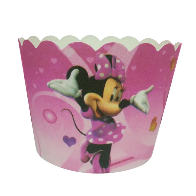 Фото 100 шт танцевальная Минни Маус бумажный торт кекс чашки лоток вкладыши выпечки