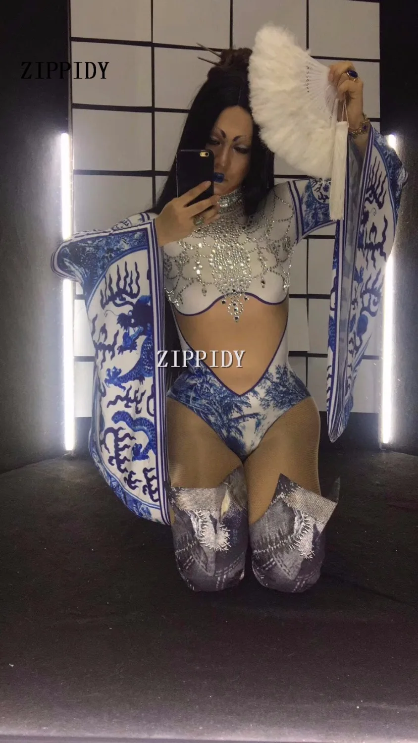 Китайский сине белый фарфоровый дизайн с принтом Блестящий горный хрусталь