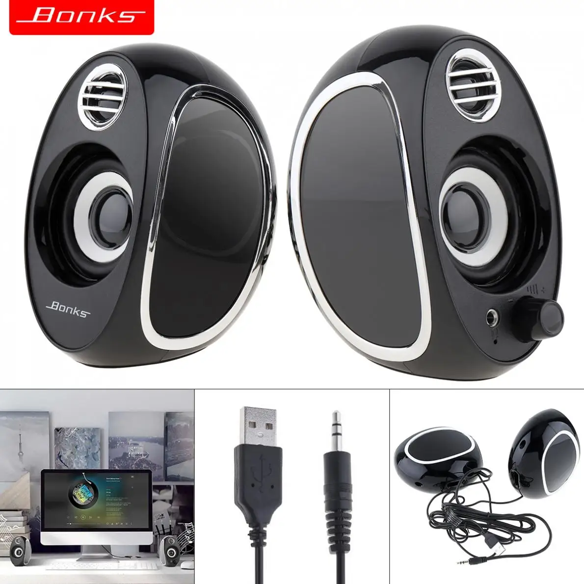 Bonks DX18 мини простой ноутбук небольшой динамик сабвуфер с 3,5 мм разъем для компьютера/мобильного/дома