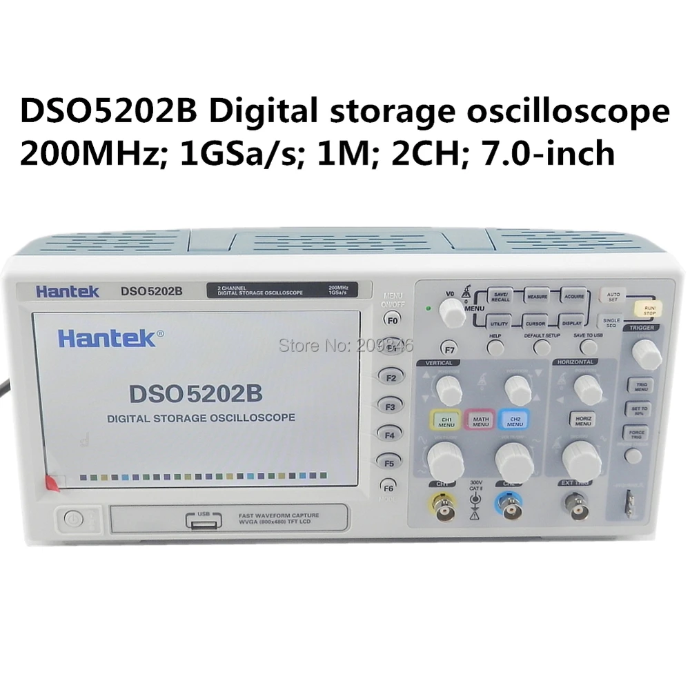 Фото 200 мГц 1gs/S USB 7 ''Цвет 2 Каналы Hantek DSO5202B Цифровой осциллограф Scopemeter|hantek dso5202b|digital