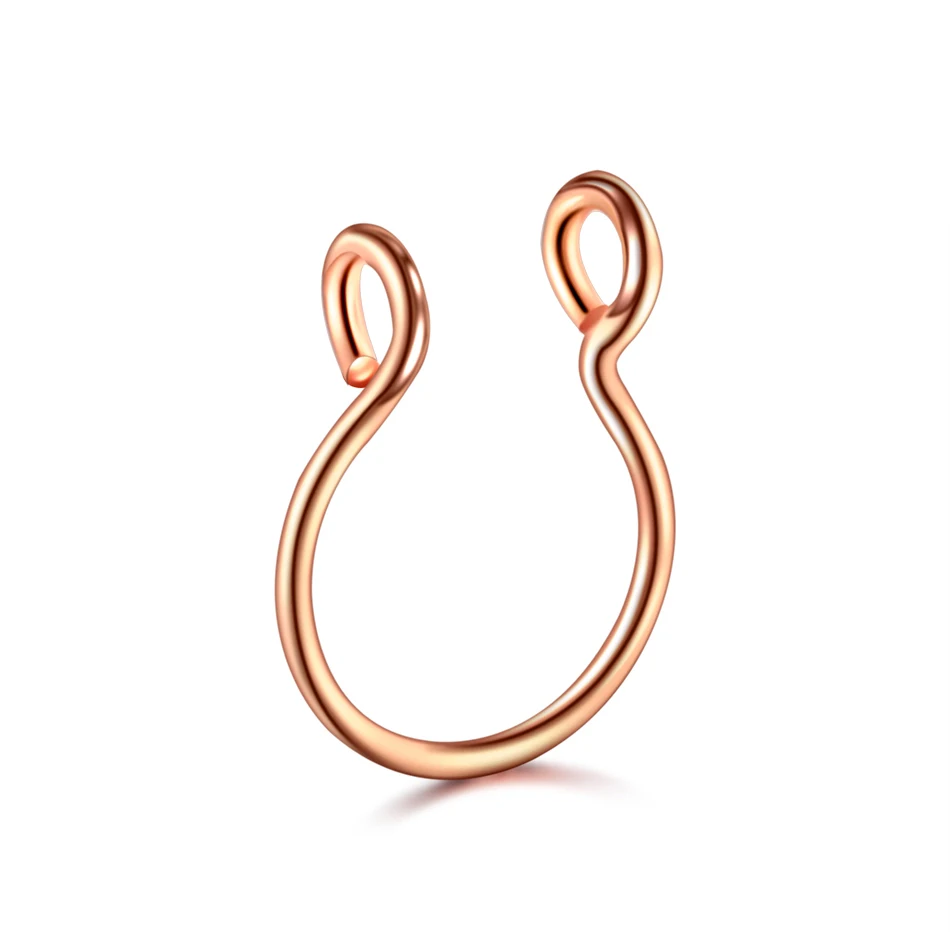 Rose Gold 1 шт. стальные поддельные пирсинг носа кольца поддельные Nariz пирсинг реснички на носу кольца поддельные хрящи серьги ювелирные изделия для тела - Окраска металла: Rose Gold