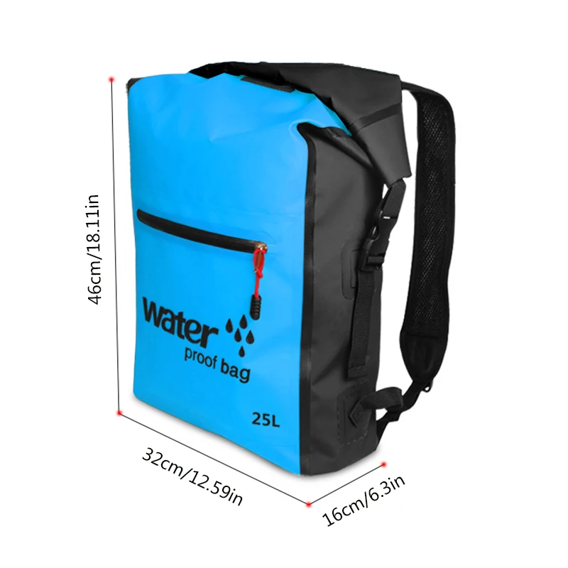 Outdoor Waterproof Backpack Dry Bag Trekking Camping Swimming PVC Sport Bag 25L For Watersports Activities Beach Rafting Running