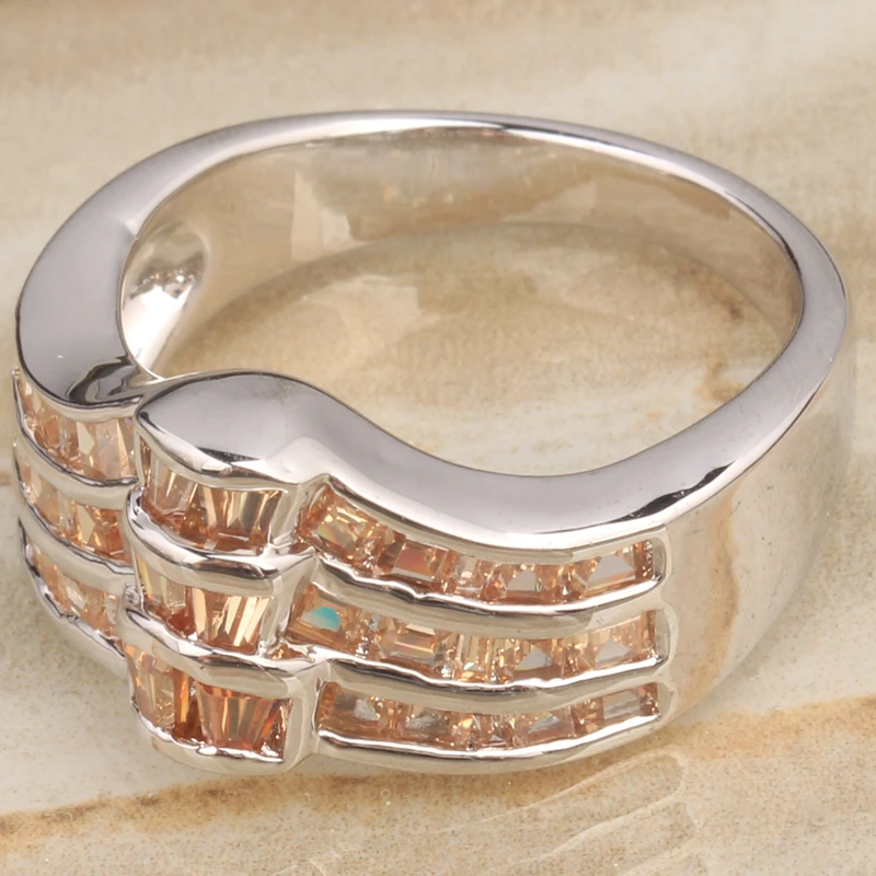 Превосходное оранжевый Шампанское Morganite Кубического Циркония Камни наложения 925