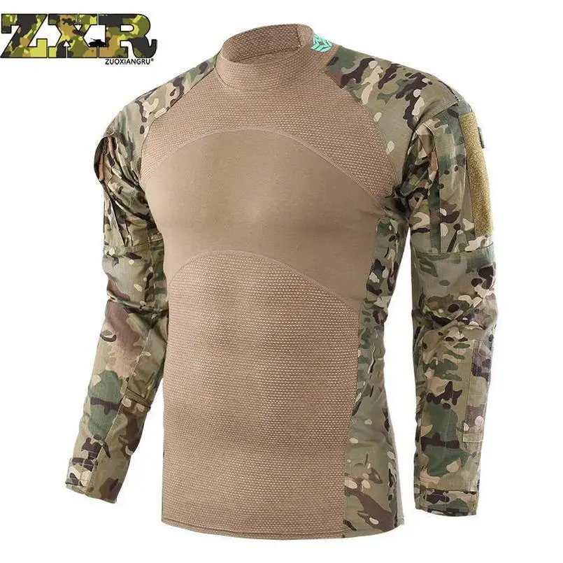 Мужская Летняя тактическая футболка армейский темно синий Боевой страйкбол Топы