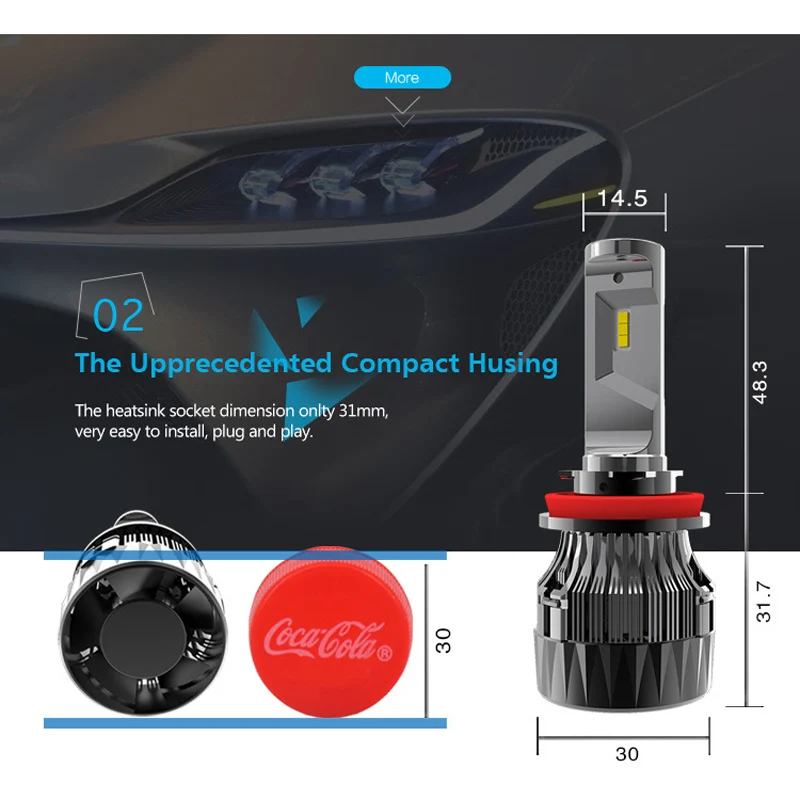 Мини-светодиод машины фар H1 H3 H7 H8 H9 H10 H11 H16 880 881 9005 9006 H4 светодиодный автомобилей лампочки лампы CSP светодиодный чип 10000lm 6500 к 60 Вт