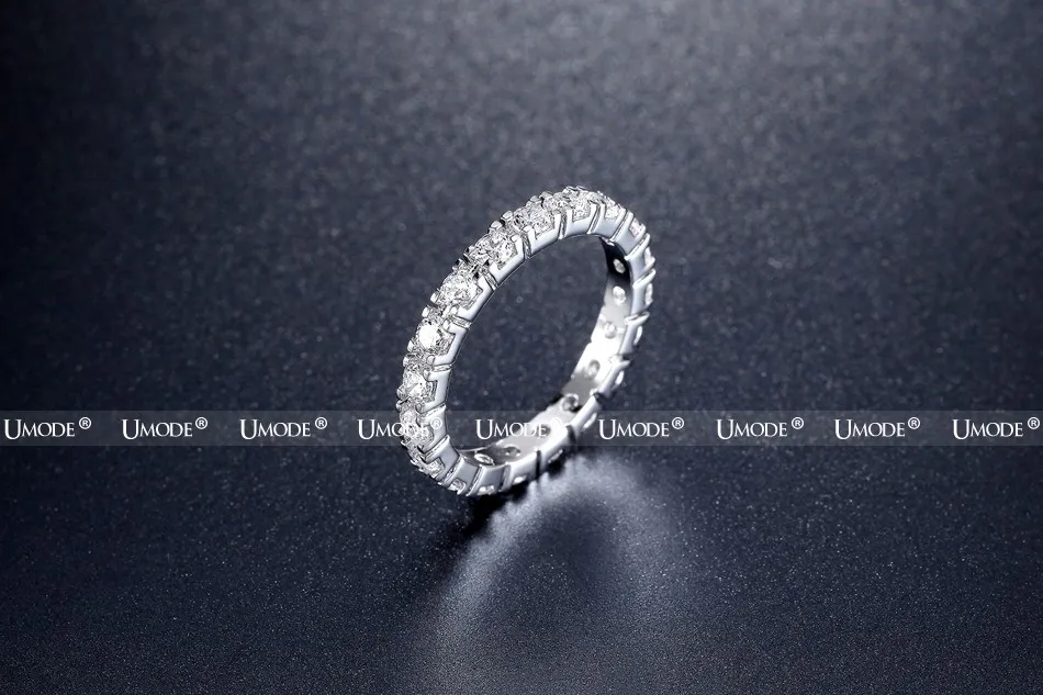 UMODE, новинка, горячие подарки, белое золото, 0.1ct, круглый искусственный CZ камень, круг, обручальные кольца вечности, кольца, ювелирные изделия для женщин UR0357