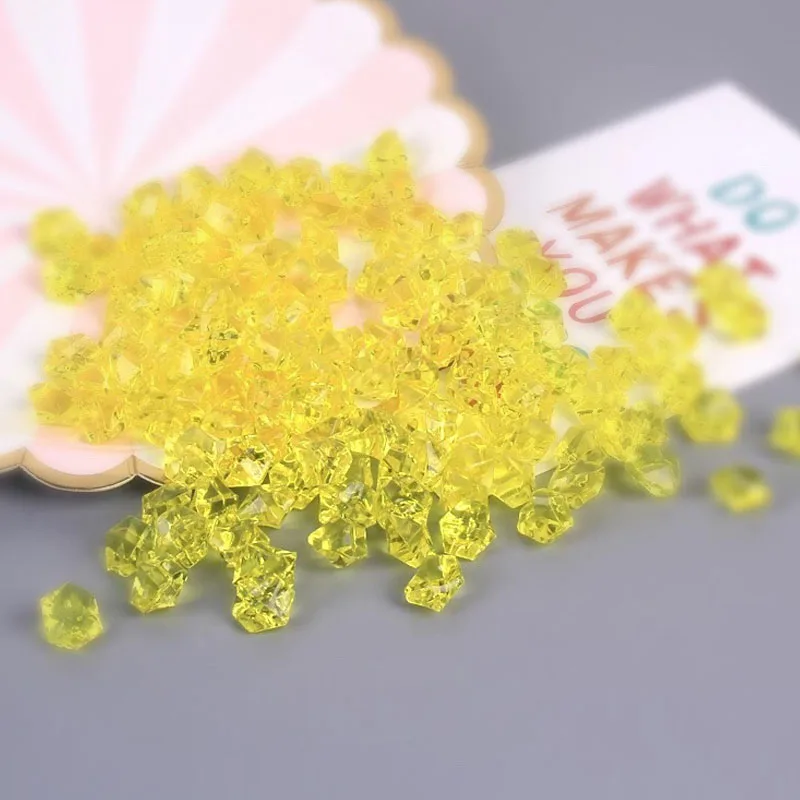 light yellow Стразы, акриловый кристалл, драгоценный камень, неправильный акриловый кристаллический камень, пластиковый лед, фотография, украшение для аквариума, голый камень - Цвет: light yellow