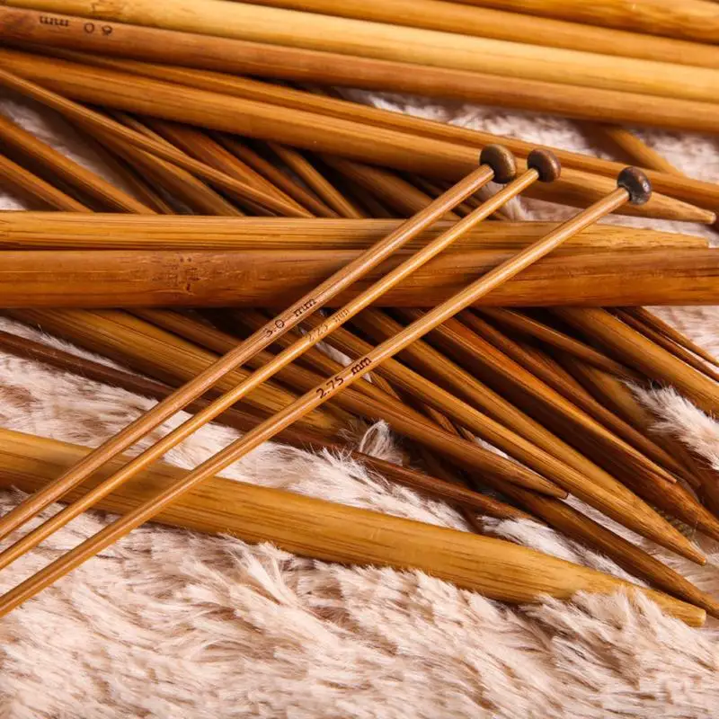 36 шт., 18 размеров, спицы для вязания,, крючок для вязания крючком, одинарный, острый, карбонизированный, Бамбуковая игла, вплетаемый свитер, инструменты для вязания