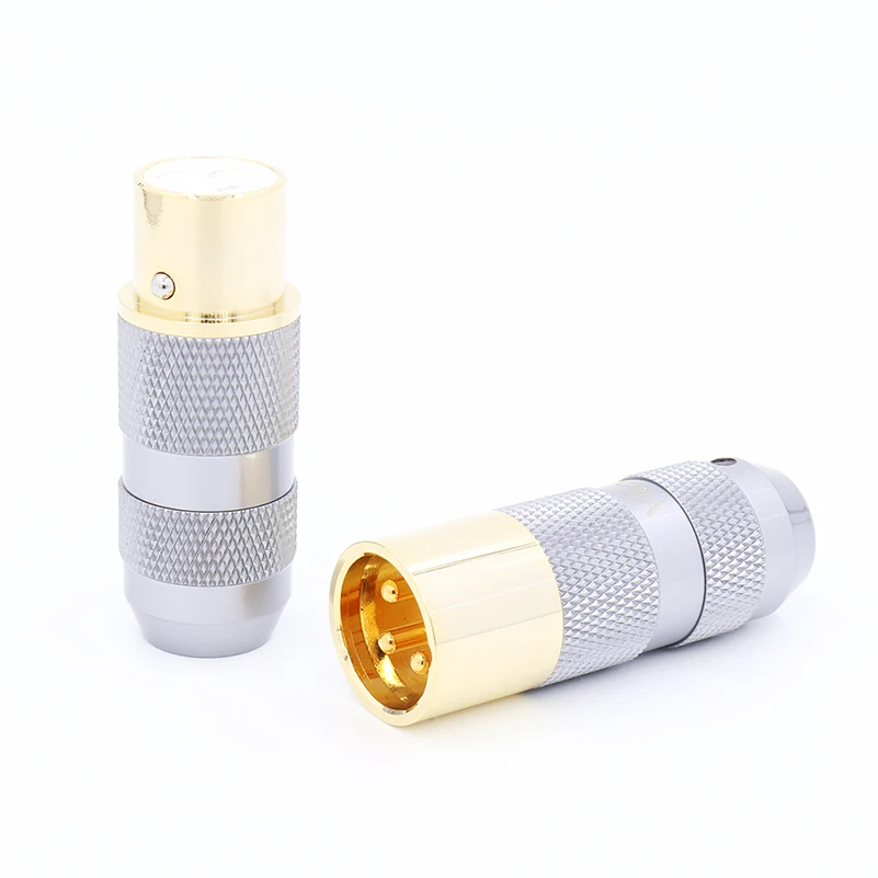 

Viborg Hi-end 4 Pcs Pure Copper Gold Plated 3 Pin XM202G Male XLR Plug XF202G Female XLR Connector Cable Adapter for Microphone