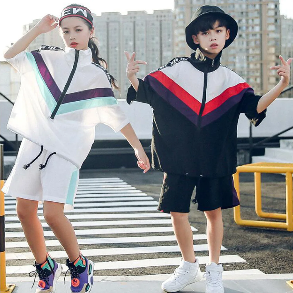 Детская Одежда для танцев в стиле хип хоп свитер мальчиков и девочек штаны бега