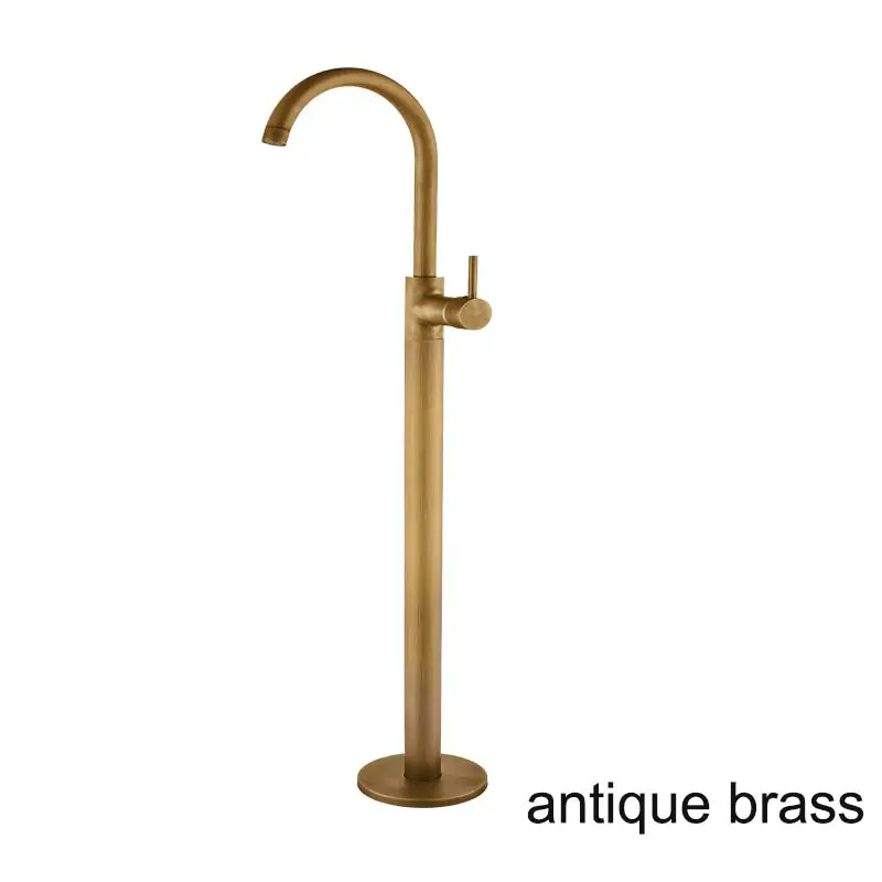 antique brass Пол ванной комнаты, стоячий кран, смеситель с одной ручкой, смеситель с поворотом на 360, носик с ABS, ручной Душ, смеситель для ванны, Душ - Цвет: antique brass