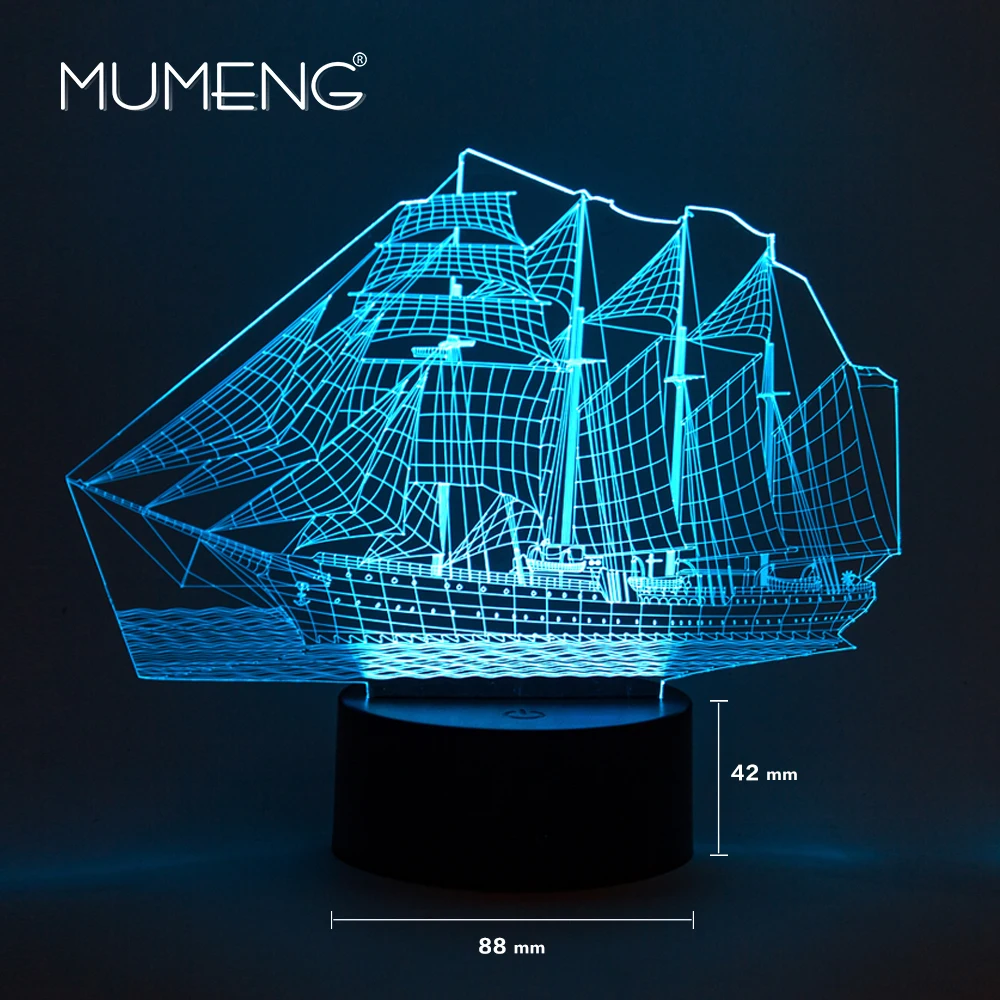 MUMENG Modern Intelligent Vessel Shape 3D Night Light LED Fashio Seven Color Lighting Gradient Colorful Desk Lamp Creative Gifts | Освещение