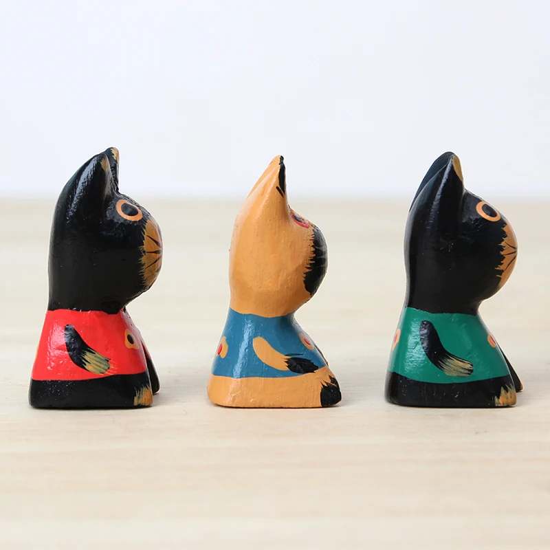 5 см ручная роспись деревянные резные кошки красные синие зеленые путешествия