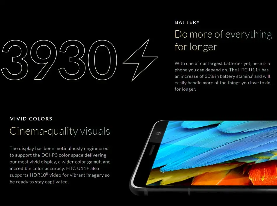 Мобильный телефон htc U11 Plus 6 ГБ 128 ГБ Восьмиядерный процессор Snapdragon 835 6,0 дюймов Android 8,0 IP68 водонепроницаемый пылезащитный телефонный