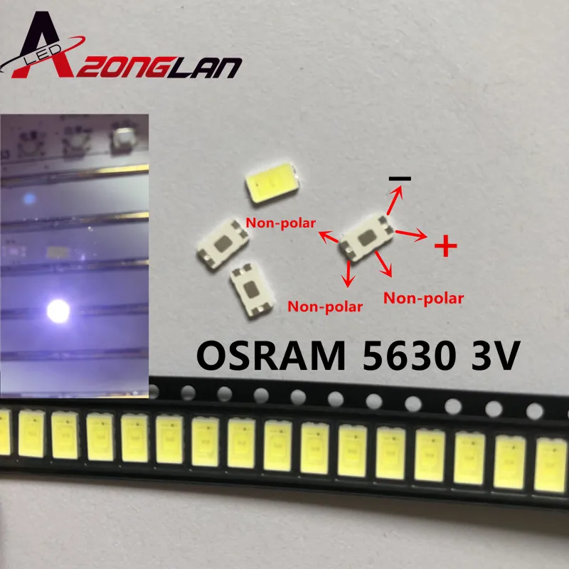 100 шт. OSRAM СВЕТОДИОДНЫЙ подсветка 0 5 Вт 5630 3 в холодный белый ЖК для ТВ приложения