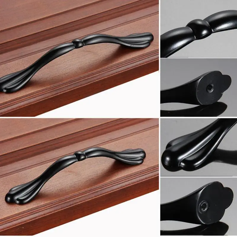 Черный корпус ручки и бабочка дверные Мебельная фурнитура ящики тянет Кухня