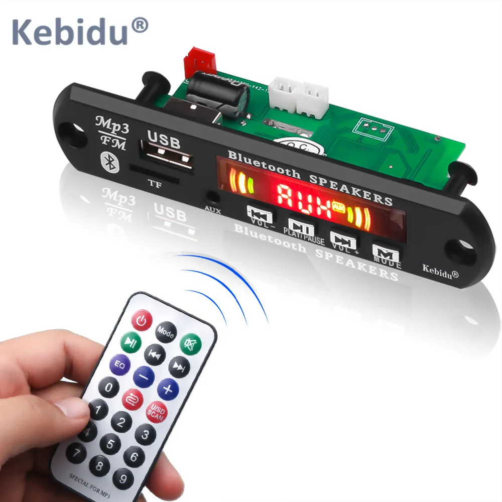 Black Bluetooth 5,0 MP3 WMA FM AUX декодер плата пластина аудио модуль USB Радио автомобильный MP3 динамик запись цветной экран TF карта Запись - Цвет: Black