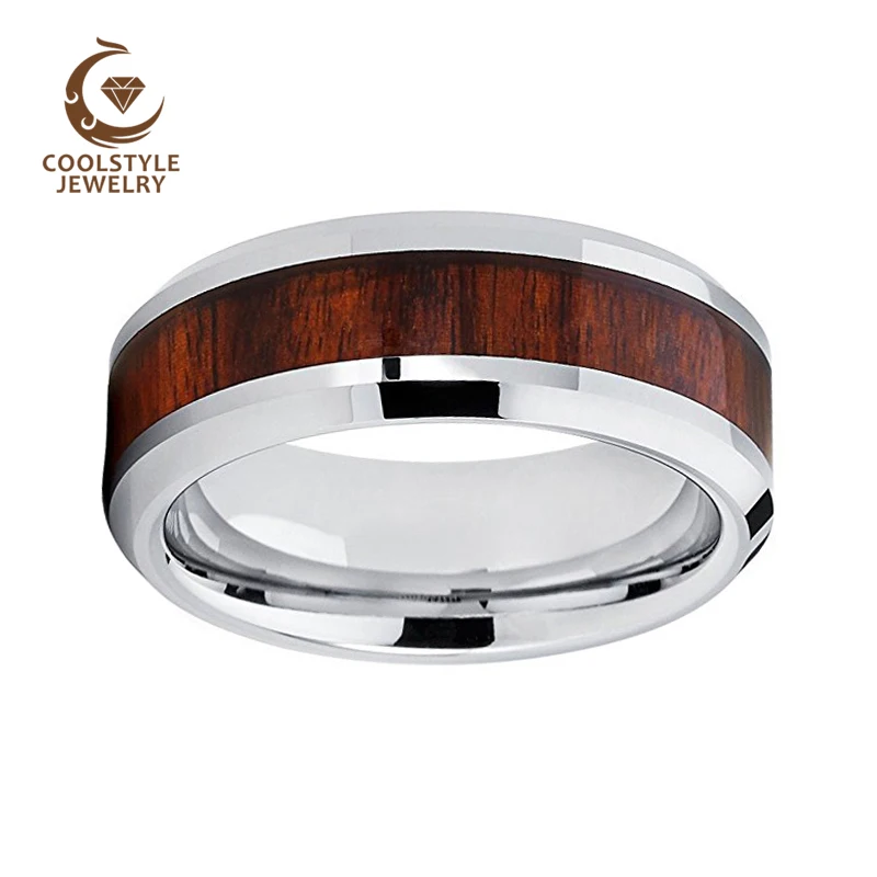 Обручальное кольцо из карбида вольфрама с инкрустацией палисандра 8 мм |