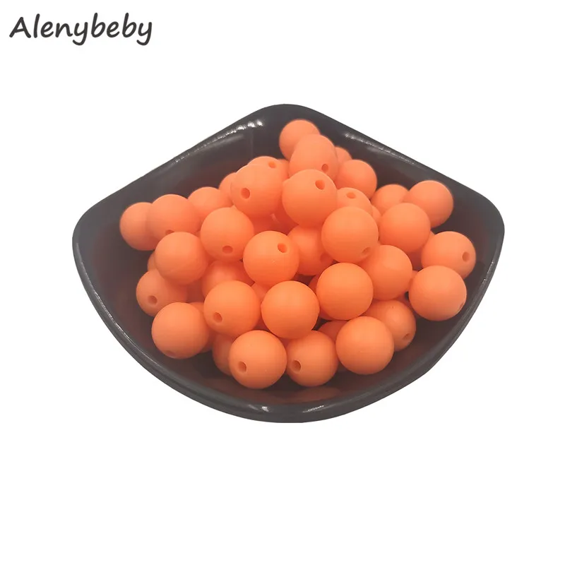 Nectarine 100 шт., для пищевых продуктов круглые силиконовые бусы 15 мм детский аксессуар для прорезывания зубов игрушка DIY соска цепи уход детский прорезыватель BPA бесплатно - Цвет: Nectarine
