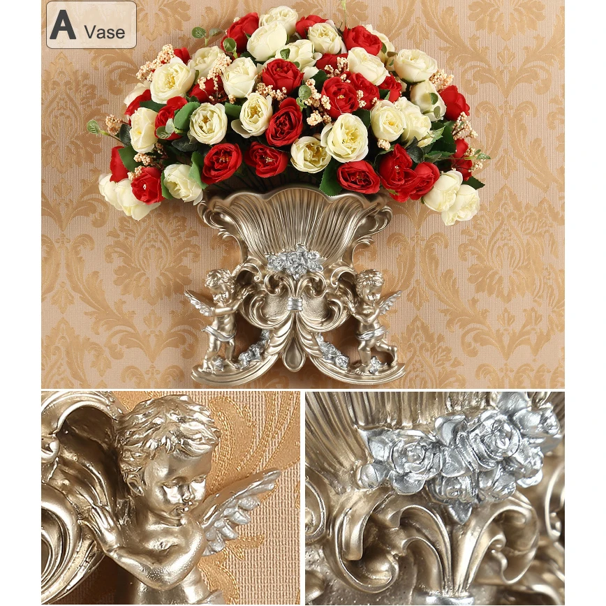 1 комплект искусственные цветы розы европейские два ангела настенная полимерная