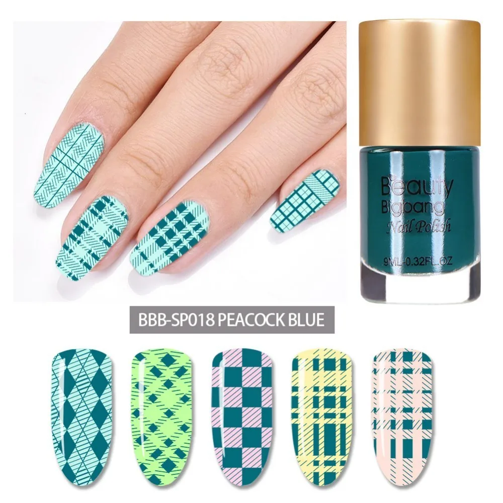 BEAUTYBIGBANG 1 бутылка стемпинг ногтей покрытие лак красочный дизайн ногтей пластина печать лак 6 цветов на выбор