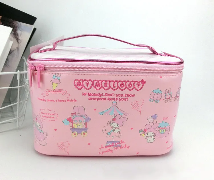 Мультфильм My Melody розовый искусственная кожа макияж мешок косметички Make Up Box Для женщин Красота чехол для хранения туалетных сумка - Цвет: Розовый