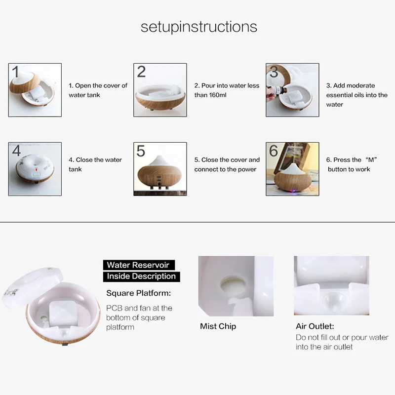 Ультразвуковой аромадиффузор для ароматерапии увлажнитель воздуха дома