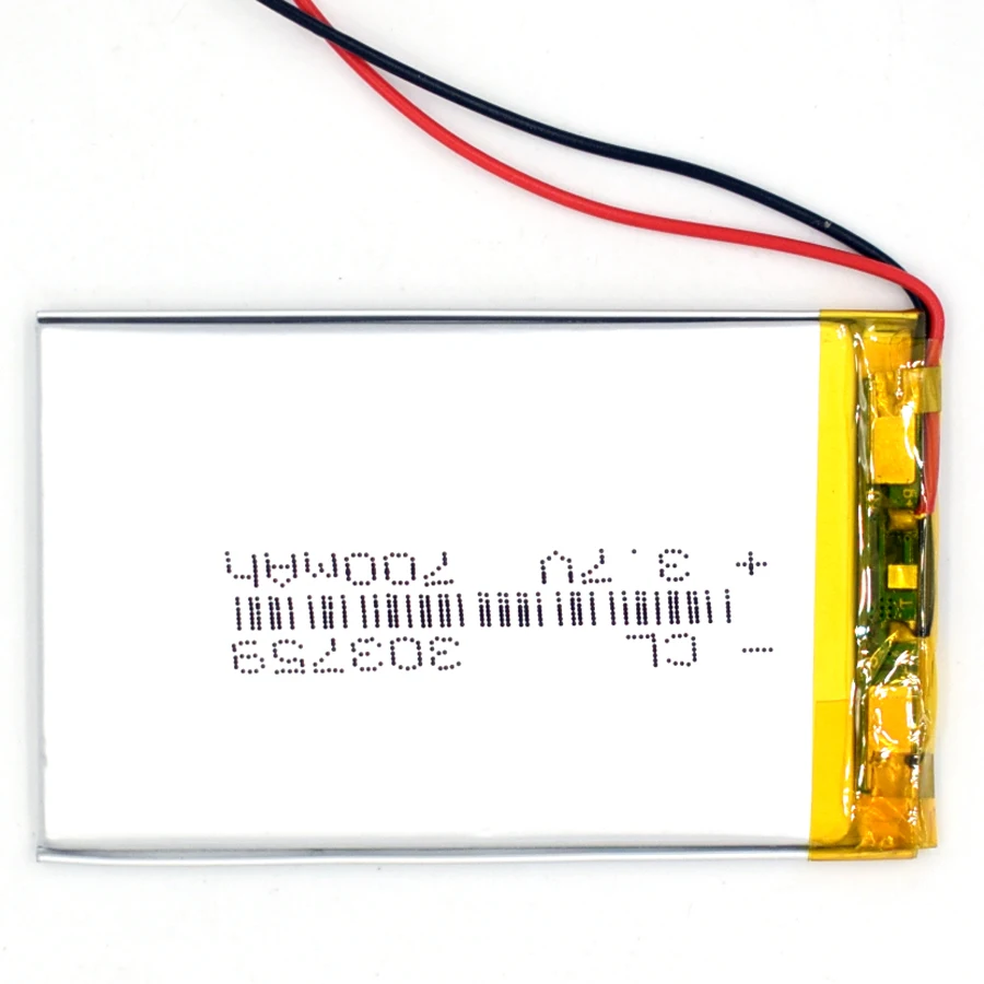 3 7 в 700 мАч 303759 литий-полимерный перезаряжаемый аккумулятор Li Po ion для GPS Bluetooth LED TOY