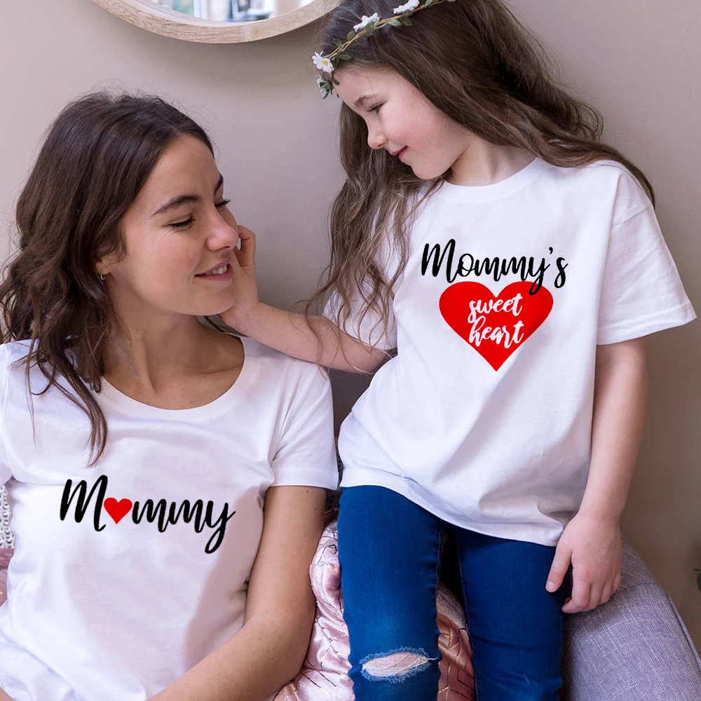 Футболка Valentines с принтом Мама и я милое сердце одинаковые рубашки для мамы дочки