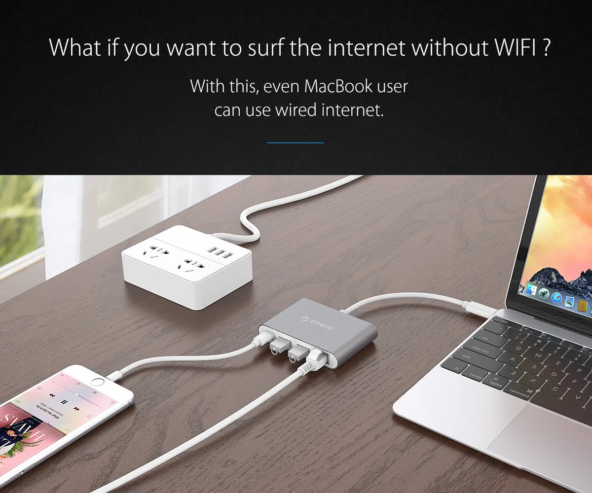 USB Ethernet адаптер 2 порта USB 3,0 type-C* 1 концентратор USB к Rj45 Соединительная плата локальной компьютерной сети для Macbook pro Рабочий стол Mac, RCR2A