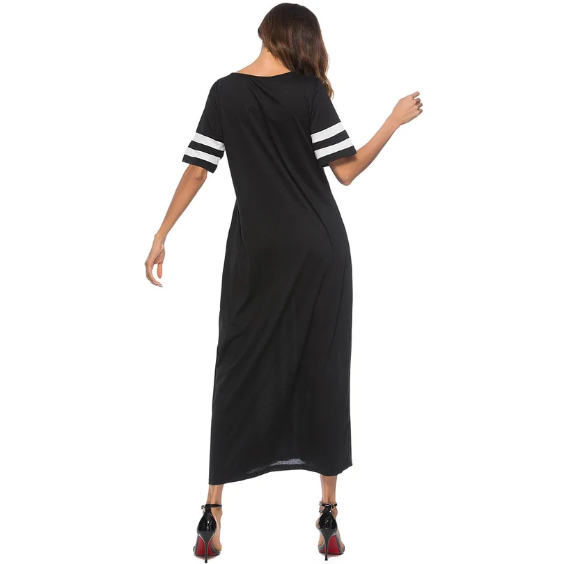 Для женщин ТРАПЕЦИЕВИДНОЕ длинное платье короткий рукав Повседневное v образным