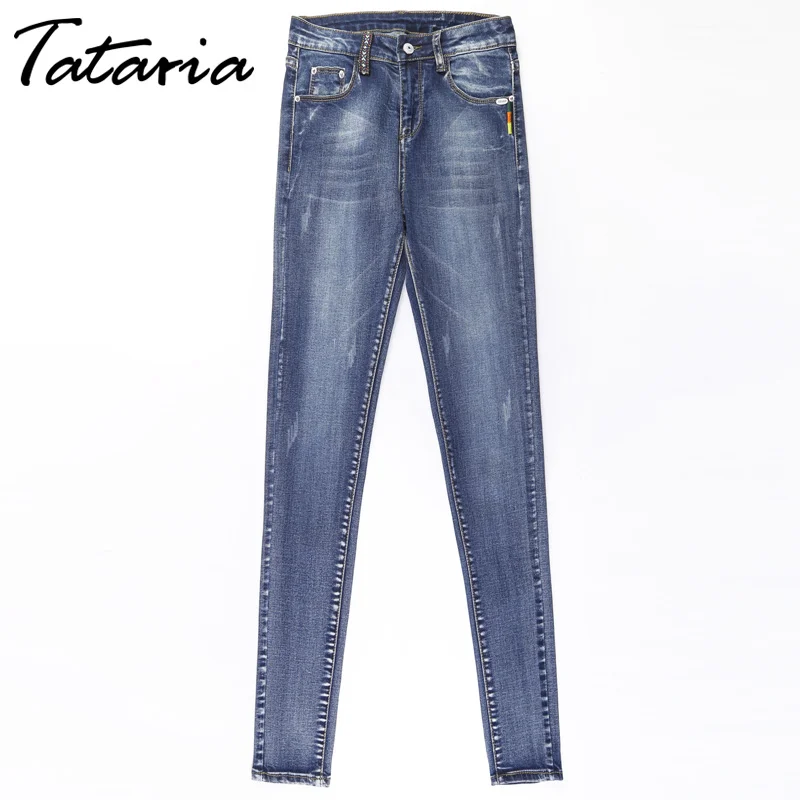 Обтягивающие джинсы для женщин Длинные обтягивающие женские винтажные