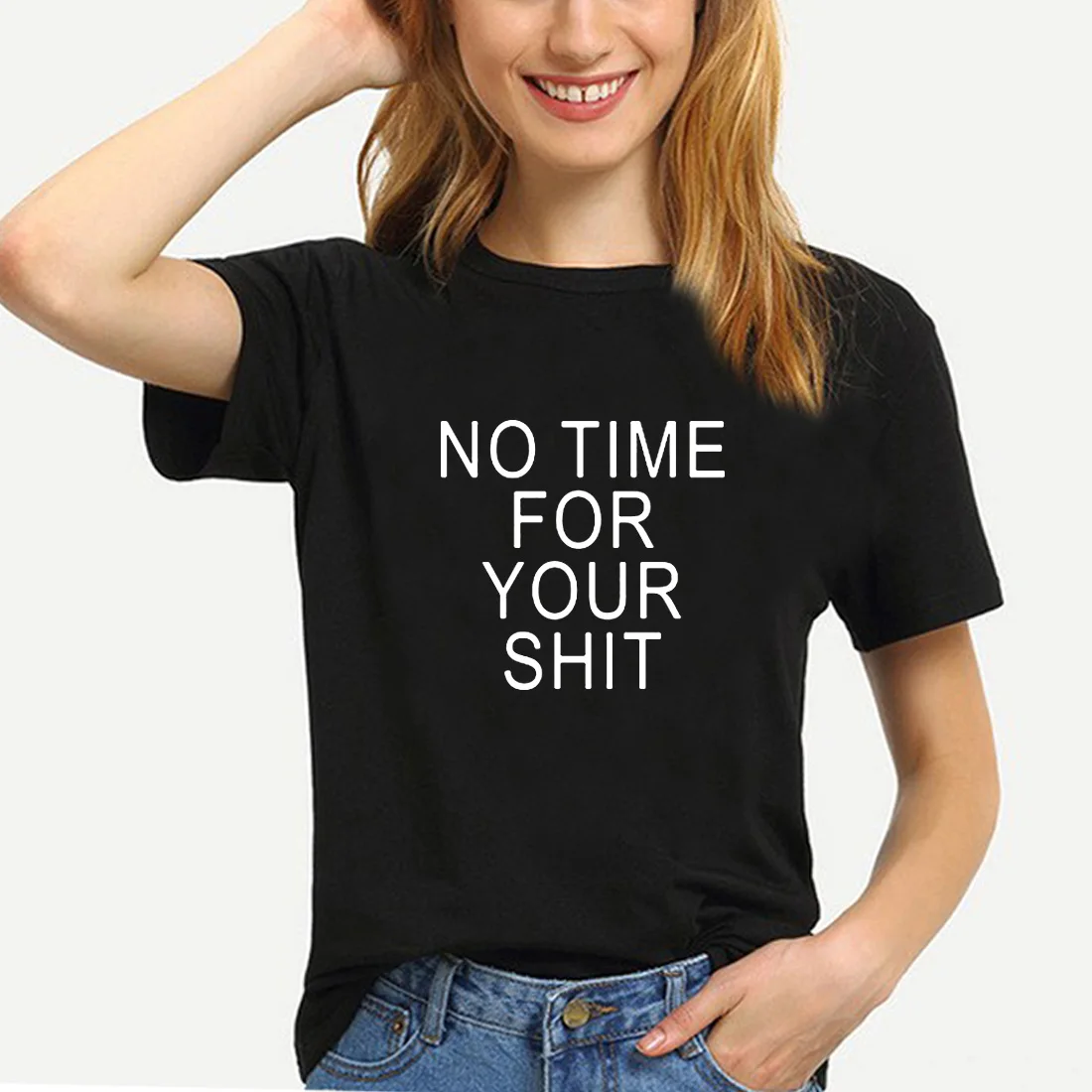 No Time for Your Shirt Funny T Women Top Letter Printed Short Sleeve O-neck Tee Femme Black White Ladies Tops | Женская одежда