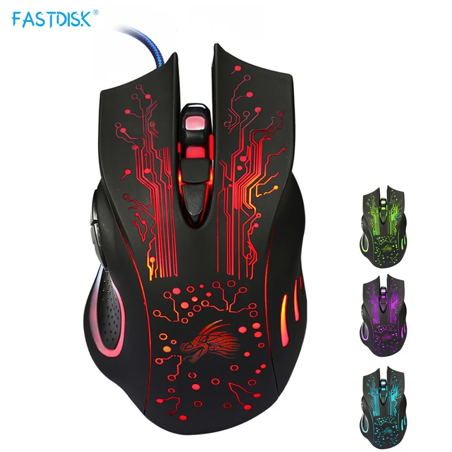 FASTDISK игровая мышь 6 кнопок профессиональная компьютерная для ПК и