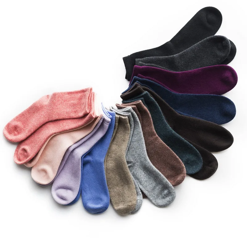 pure cashmere thick knit winter socks for unisex