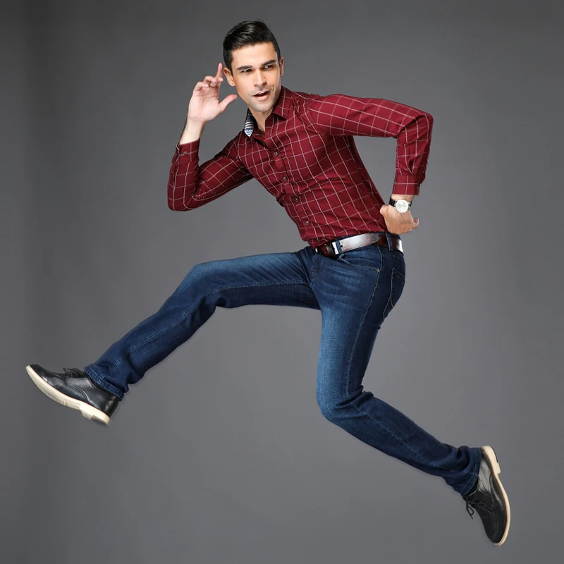 Мужские повседневные джинсы классические прямые с венчиком мужские брюки из