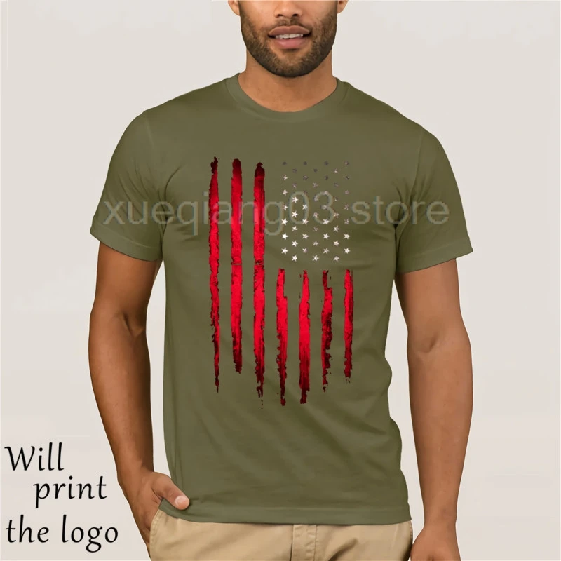 Cowboy USA Flag T Shirts Men Striped Shirt Red Tops Boys Cotton Blouses America Print Clothes Team Punk | Мужская одежда