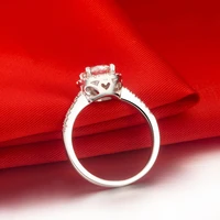 THREEMAN 05Ct Moissanite Tested Real Heart Print Solid White Gold 14k Engagement Jewelry Genuine Gold Ring