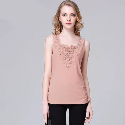 2018 new summer fashion Beaded sleeveless T-shirt casual knit vest all-match solid backing female head of tide | Женская одежда