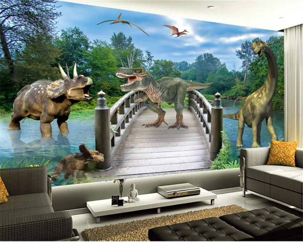 beibehang Custom Wallpaper Home Decorative Mural 3D Jurassic Dinosaur Ancient Animal TV Wall mural photo wallpaper for walls 3d |