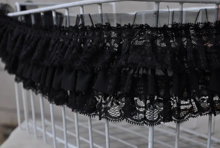 2 м/лот белое трехслойное шифоновое Плиссированное кружевное платье с манжетами