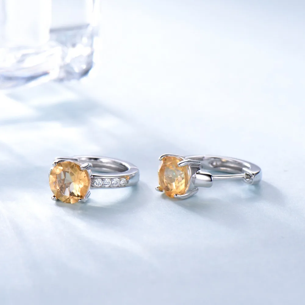 ORSA JEWELS Твердые 925 пробы серебряные серьги-кольца подлинный голубой топаз цитрин роскошные женские вечерние ювелирные изделия для помолвки VSE02